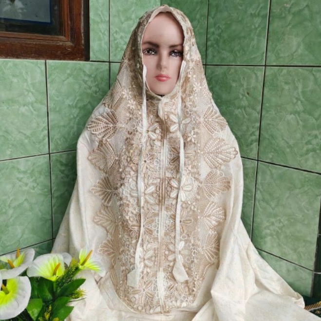 MUKENA KATUN VOIL / FOIL TERUSAN DEWASA JUMBO KEPALA KERUT DAN MINANG, RENDA MAWAR, SEROJA, DELIMA, 