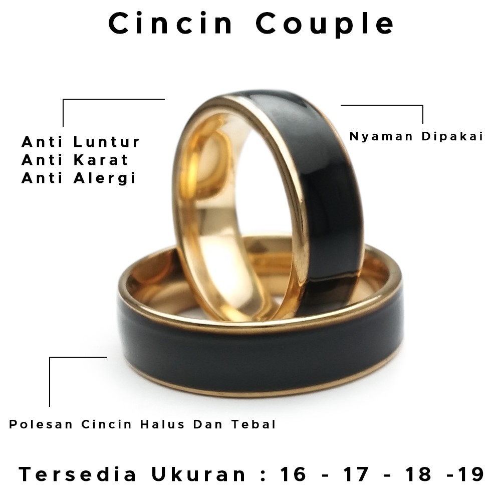 Cincin Kawin Udah Dapat 2 Pcs + Box Cincin rosegold mewah dan berkelas Berlapis Stainless Steel