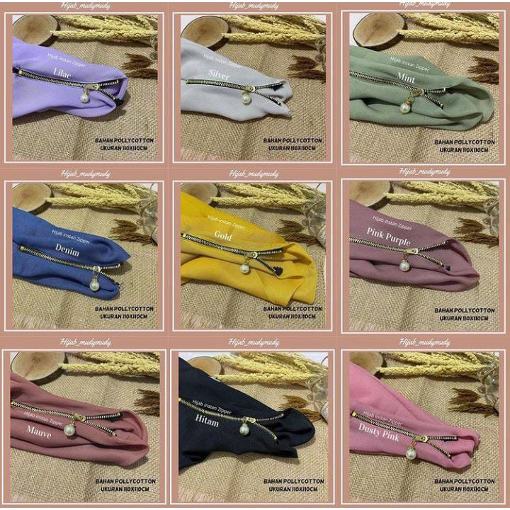 (PROMO) HIJAB ZIPPER POLOS JILBAB RESLETING ZIPER BELLA SQUARE LASER CUT INSTAN PREMIUM-S4 ZIPPER abu tua