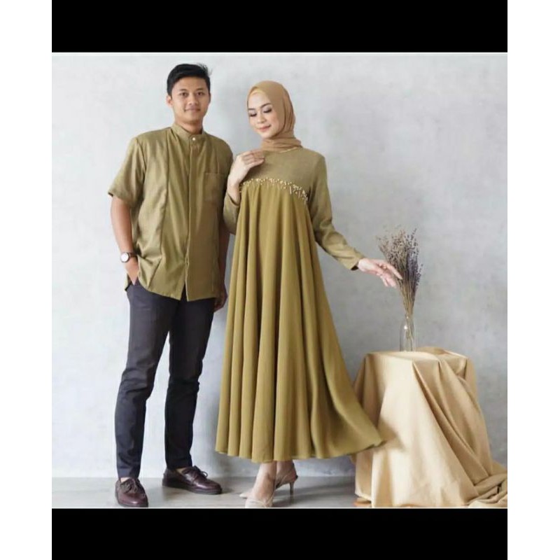 Baju Gamis Couple Katun Toyobo Ceruty Ceruti Pria Wanita Cople Suami Istri Prawed Muslim