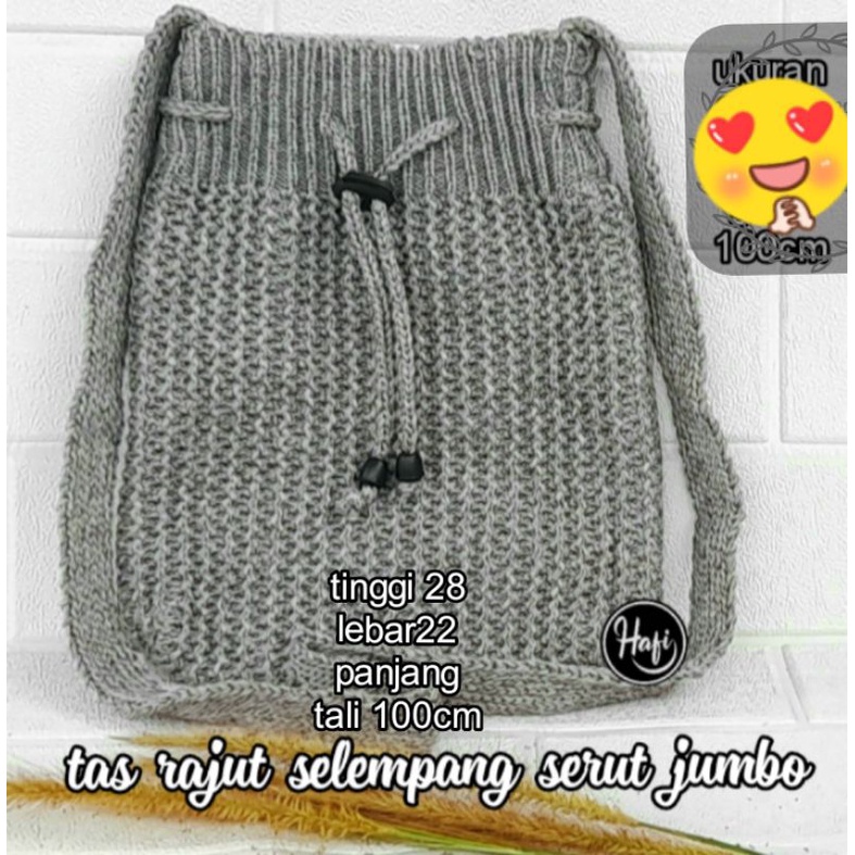tas rajut selempang serut besar #tasrajut #slingbag