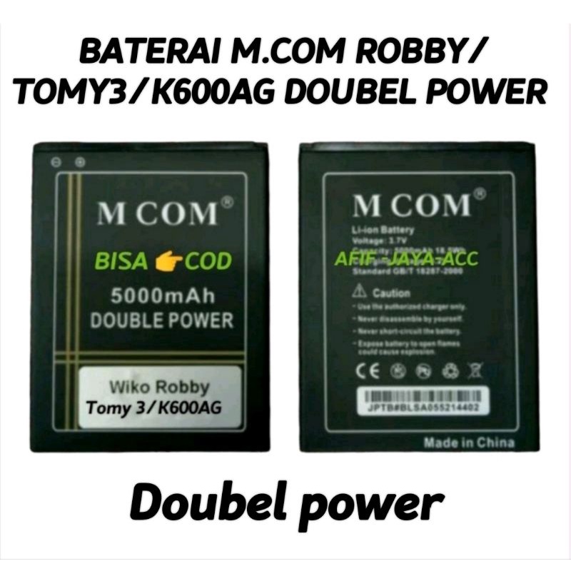Baterai/batrey wiko Robby/ 3750/wiko Harry 3913/K600AG/Dobel power/iC-mcom