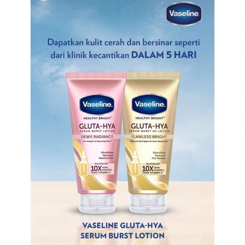 Vaseline Healthy Bright Gluta-Hya Serum Burst Lotion Dewy Radiance & Flawless Bright