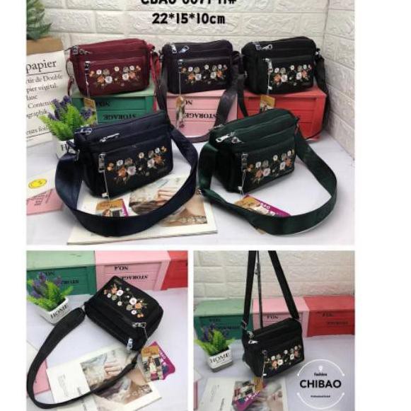 TAS SELEMPANG WANITA IMPORT CHIBAO 0071-11 MOTIF BUNGA