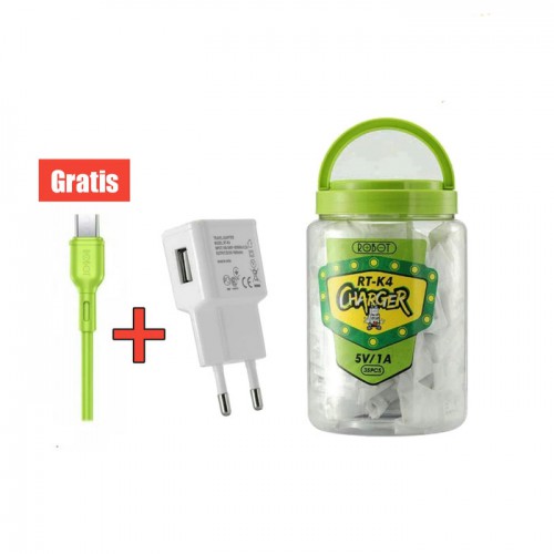 Casan hp Robot RT-K4 Adaptor charger robot 1A / kepala charger plus kabel/alat pengisi daya