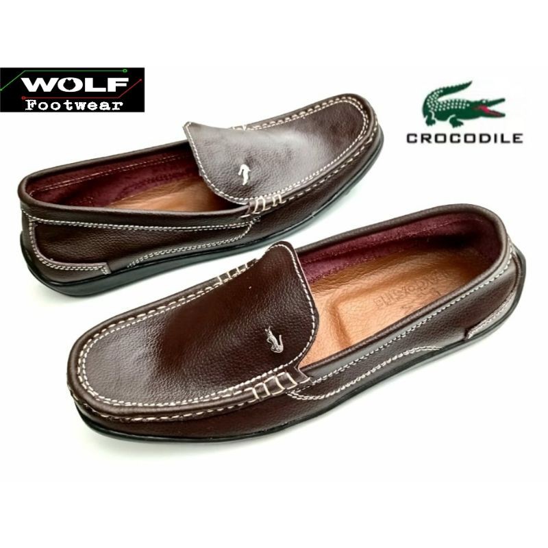 WOLF x LACOSTE|Sepatu Loafer Pria Kulit Asli Sol Tanam Sepatu Casual Moccasin Kulit Asli