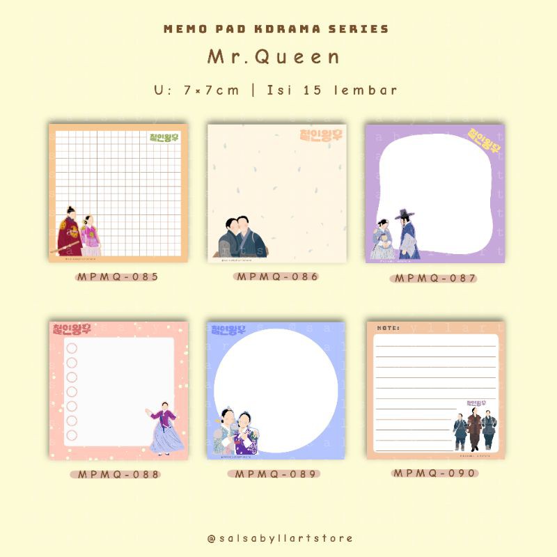 

Memo Pad Kdrama Series "Mr.Queen" ||salsabyllartstore