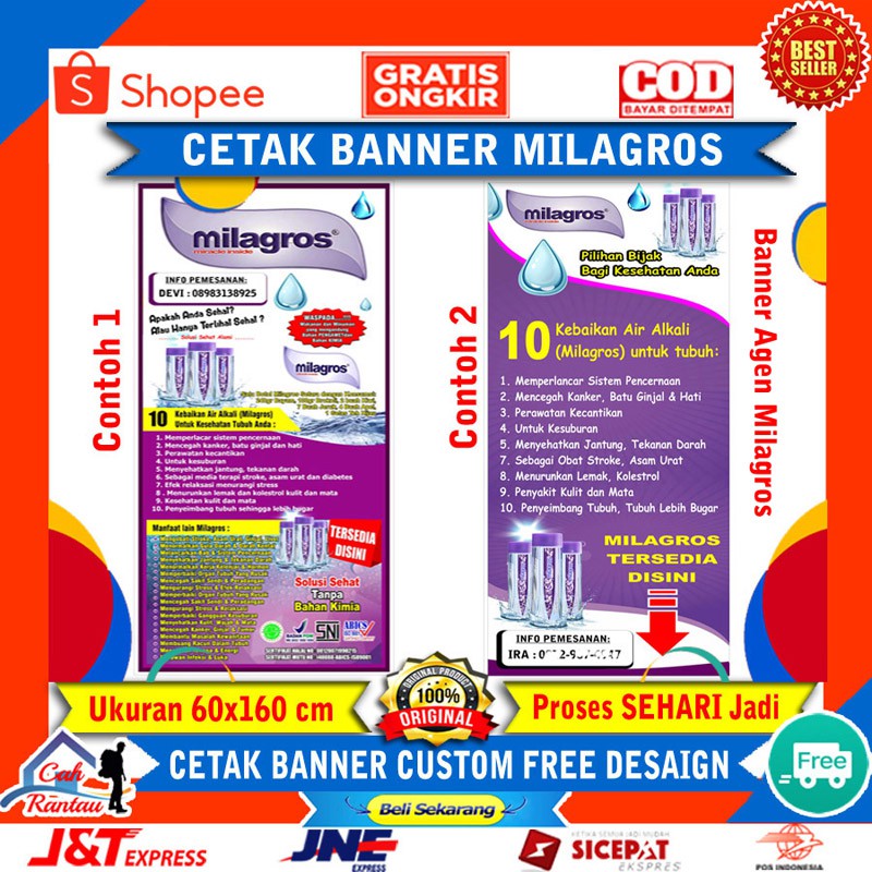 Cetak Spanduk Banner MilagrosAir Mineral Kesehatan Ajaib Sehat Miracle Inside Mineral Minuman Sehat