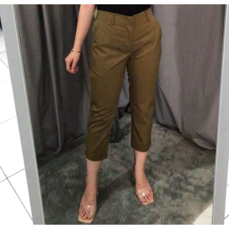 celana panjang wanita Jumbo 3L 4L  ankle pants 7/8 kekinian termurah American drill premium