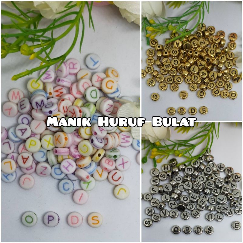 Manik Huruf Bulat Monte Huruf Manik Alfabet Manik Huruf Bulat Pipih Alphabet