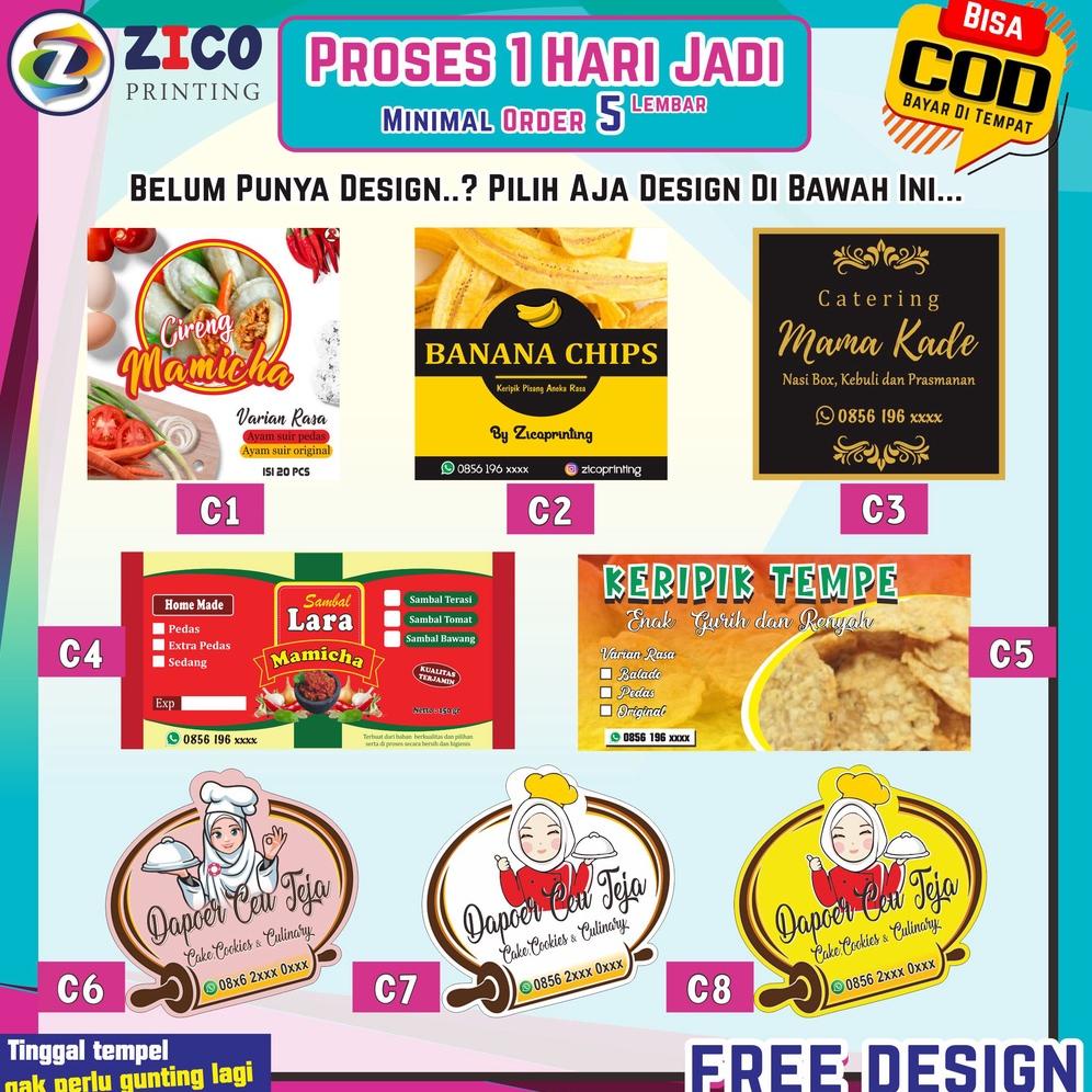 

[(BAYAR DITEMPAT) CETAK STIKER LABEL PRODUK MAKANAN CHROMO A3+ CUTTING (BULAT,KOTAK,OVAL dan CUSTOM)