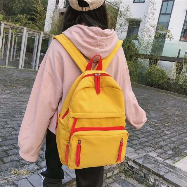 Min Tao Tas Backpack Ransel Fashion Ulzzang Tas Sekolah Modis Anak Perempuan Warna Solid Ransel Wani