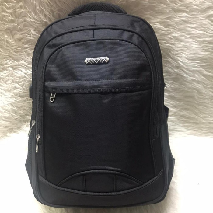 TAS RANSEL LAPTOP PRIA POLO LUXTON BESAR 20INCH USB 3370-3372 - 3370 Hitam
