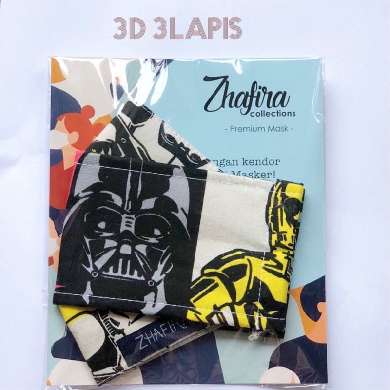 MASKER DEWASA STARWARS KEPALA 3D 3LAPIS,ANTI ALERGI,ANTI IRITASI