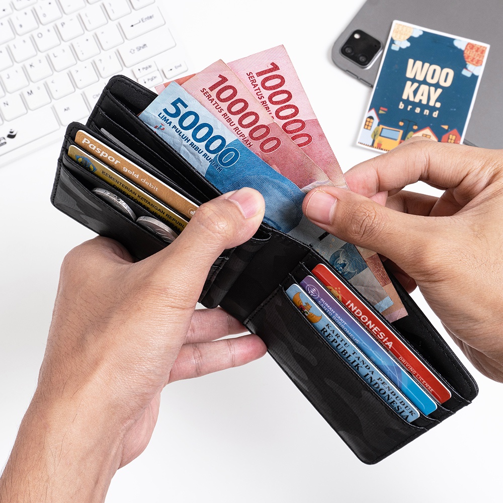 WOOKAY Dompet Pria Lipat 2 Tipis