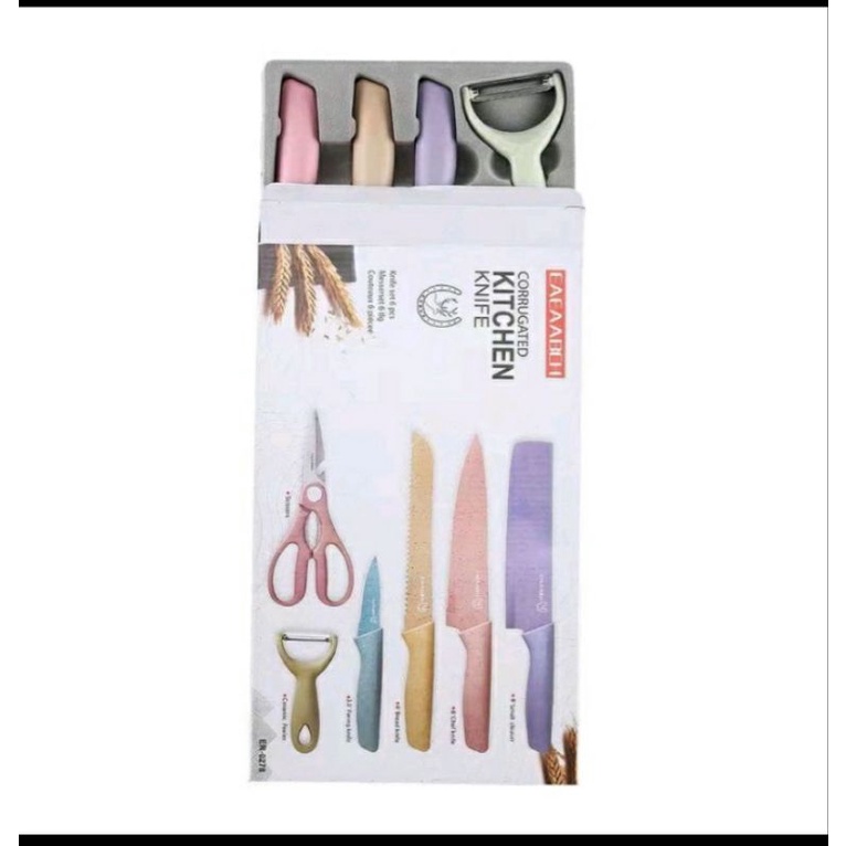 Pisau EVCRIVERH CORRUGATED KITCHEN KNIFE / PIisau set 6in1