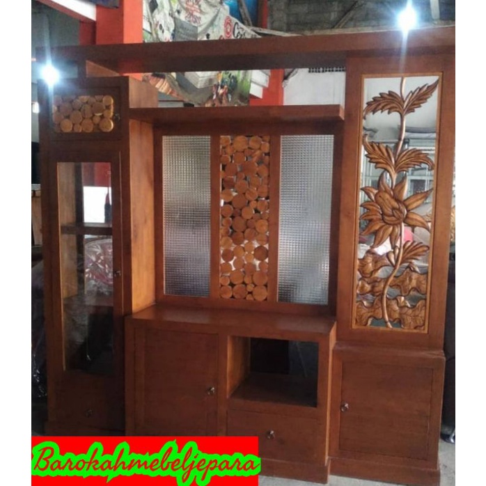 Bufet Tv penyekat ruangan jati mebel asli jepara