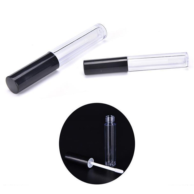 Lip Gloss Tube Kosong DIY Transparan Tutup Hitam