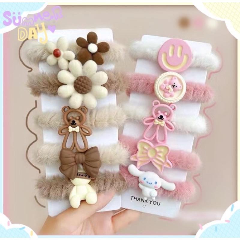 IKAT RAMBUT BEAR RABBIT SCRUNCHY / IKAT RAMBUT KOREA ANAK KECIL BONEKA BERUANG KELINCI / SCRUNCHIEKARET RAMBUT/KUNCIR BULU BONEKA BEAR