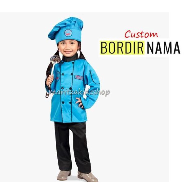 Baju Kostum Seragam Profesi Anak Koki Chef Biru