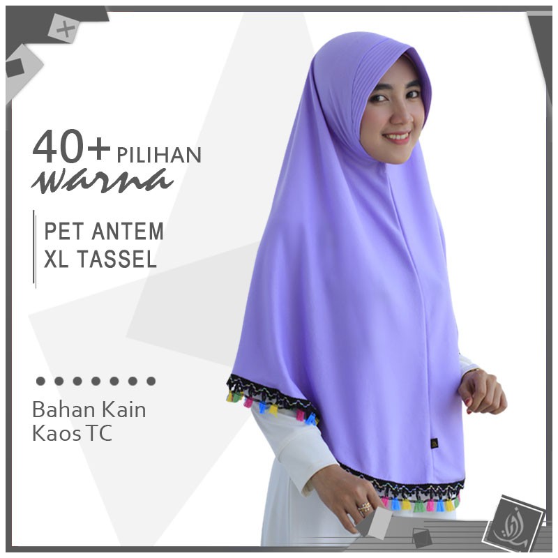 Jilbab Instan Pet Antem Tassel Size XL/ Hijab Non Pet Bergo Tassel XL