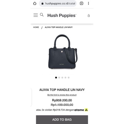 Tas hush puppies alivia top handle lin navy bag original store / preloved like new / tas wanita prel