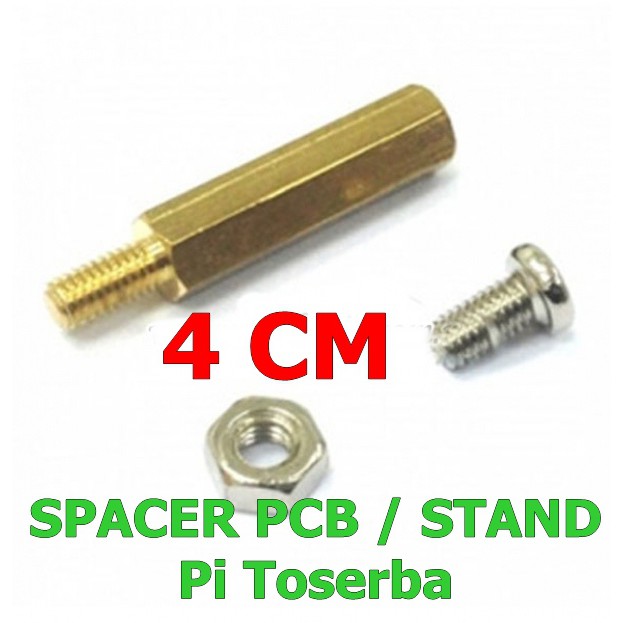 Spacer tiang pcb M3 40 + 6mm kuningan termasuk baut dan mur 4CM