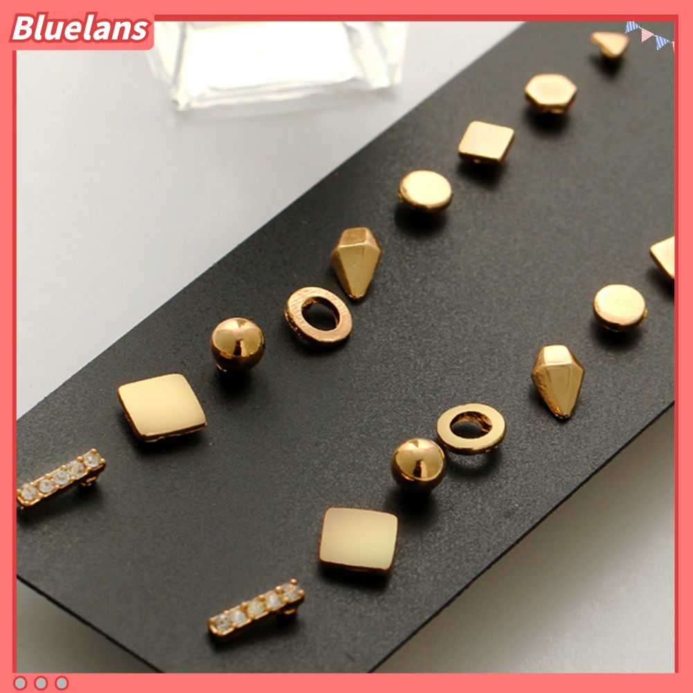 Bluelans 9 Pairs Women Fashion Punk Square Triangle Round Geometric Stud Earrings Set