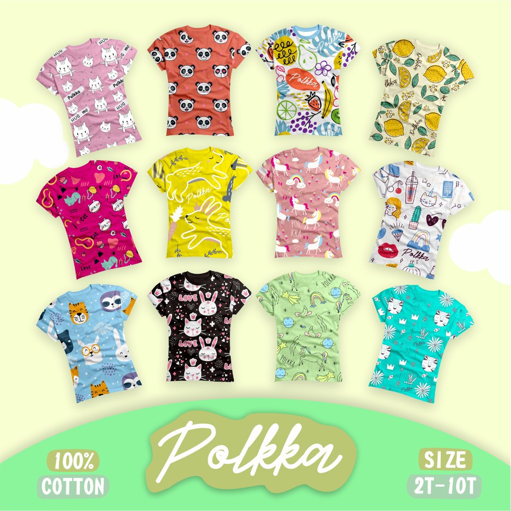 GROSIR//KAOS ANAK CEWEK//KAOS ANAK by POLKKA FULL PRINT//