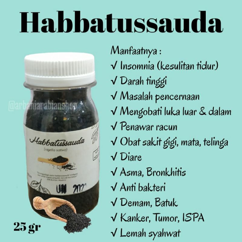 

Habbatussauda 20gr/75gr/150gr