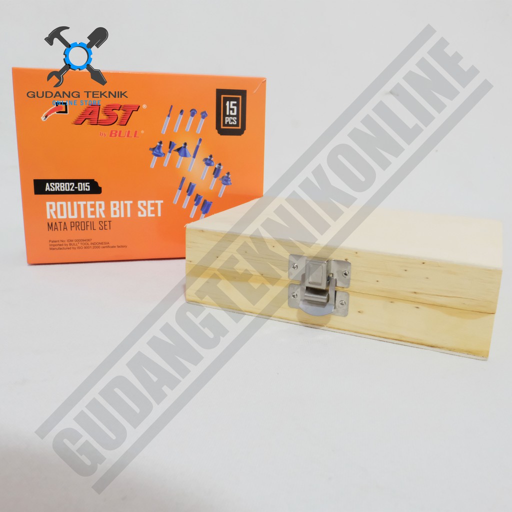 AST ASRB02-015 Mata Profil Router Bit 1 Set 15pcs Mata Trimmer Kayu Tool 1 Set 15 pcs / Mata Pisau Profil