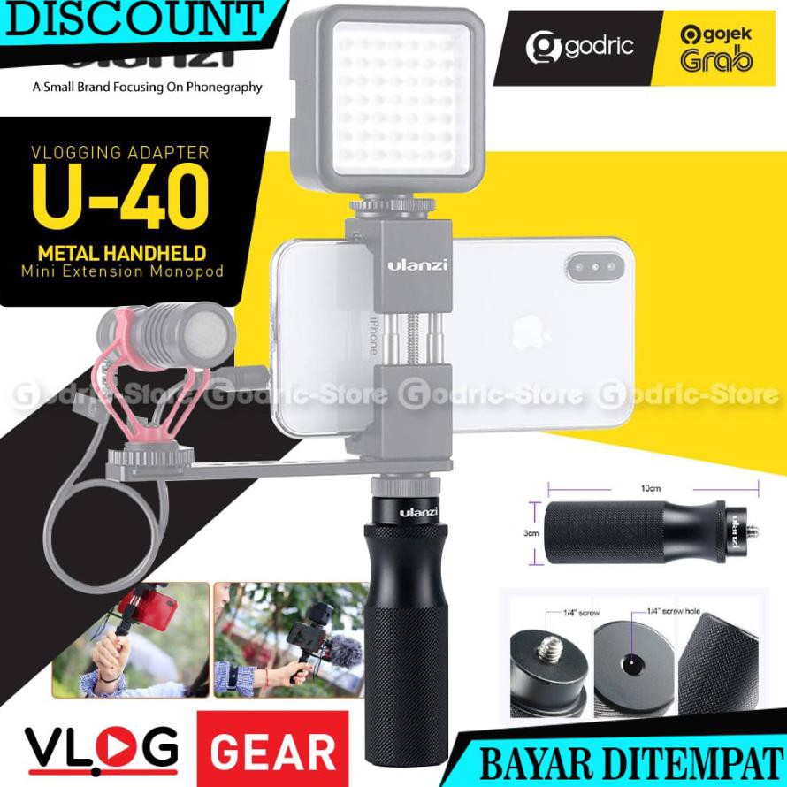 (BAYAR DITEMPAT) ULANZI U-40 UNIVERSAL METAL HANDLE VLOGGING HAND GRIP FOR SMARTPHONE HP CAMERA VLOG
