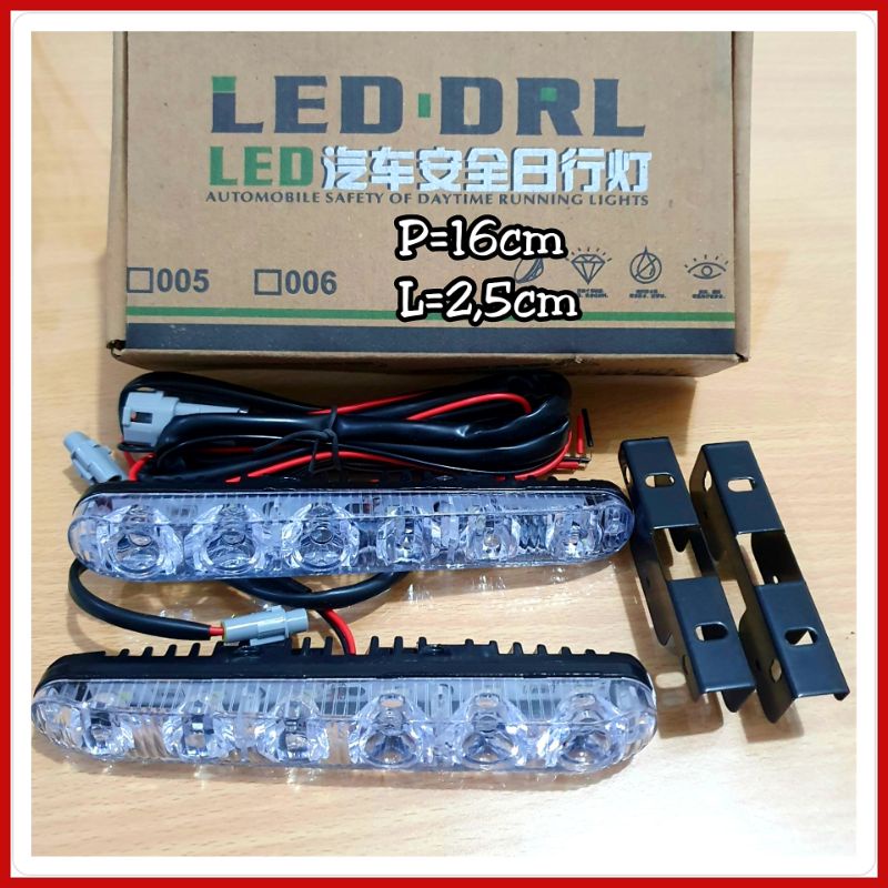 Lampu Led DRL 6 Titik Nyala Putih Universal