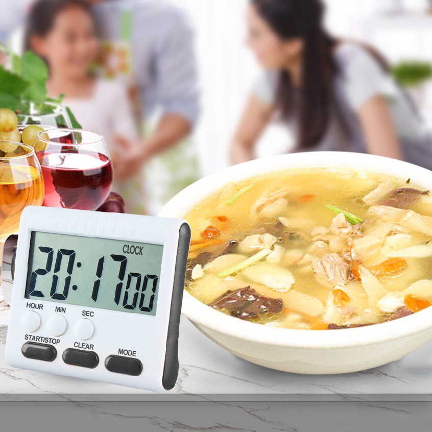 Timer Masak Dapur Digital LCD Kitchen Timer Alarm Cooking Kopi Kue Roti Elektrik Seduh Belajar Jam