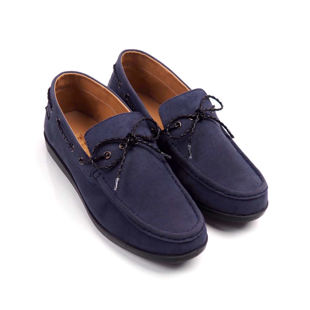 LICK NAVY ORIGINAL x REYL MAN Sepatu Slip On Biru Dongker Pria Slop Simple Casual Formal Kerja Kantor Selop Jalan Santai Kuliah Hangout Main Nongkrong Loafers Resmi Kantoran Pesta Kondangan Loafer Distro Semi Kulit Premium Footwear Keren Terbaru Kekinian