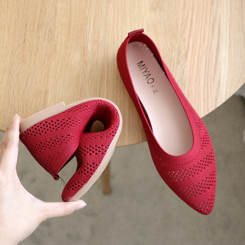 flat shoes sepatu rajut knit premium import 105 C lancip