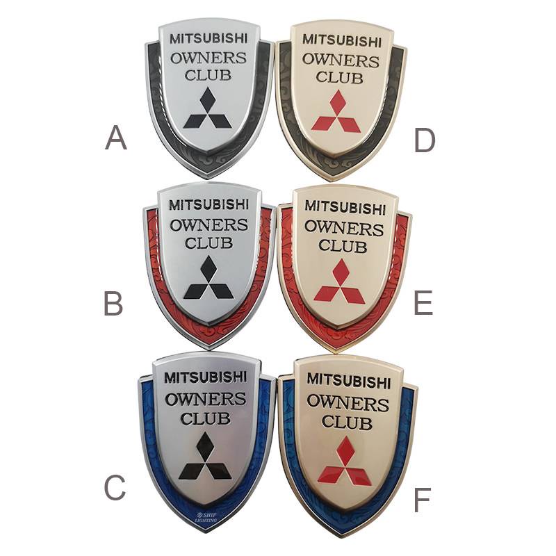 1 x Metal Mitsubishi Club Owners Auto Car Side Rear Decorative Emblem Badge Sticker Decal