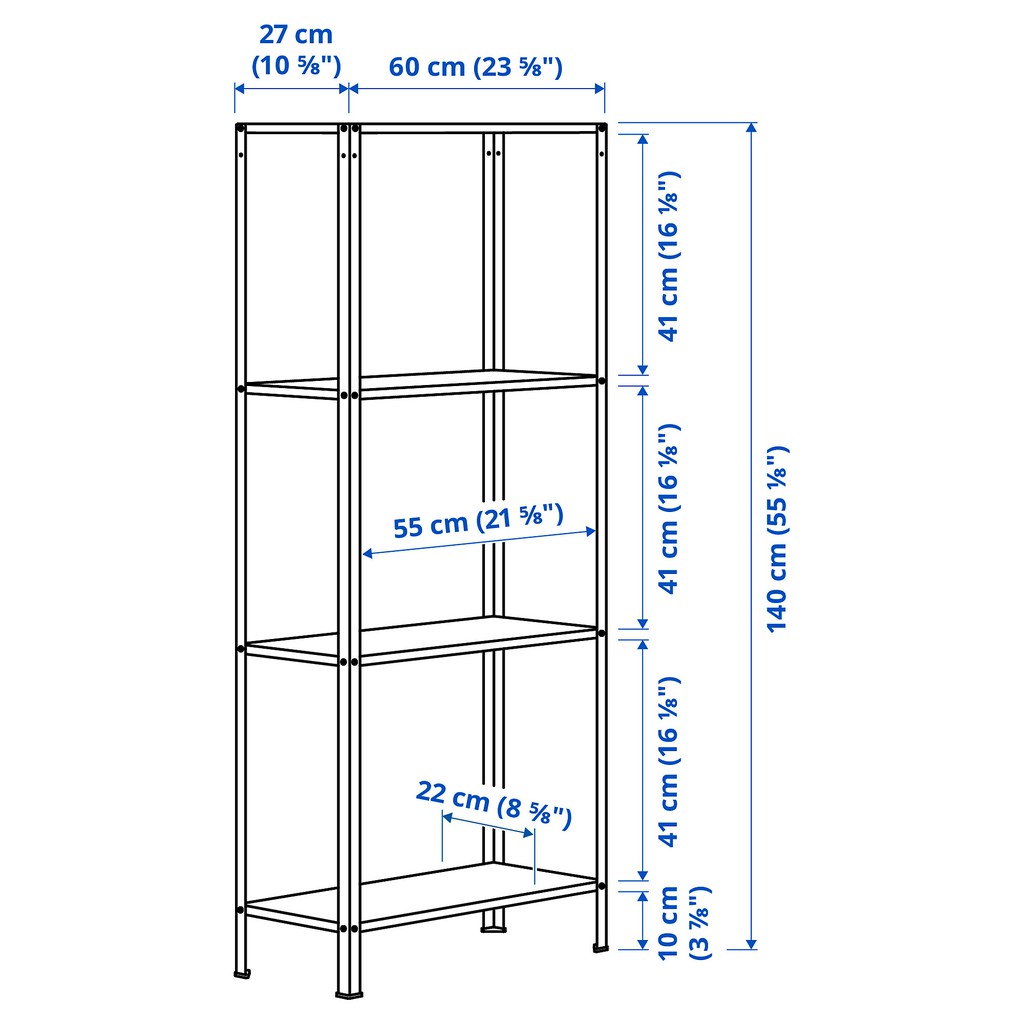 RAK BESI 4 SUSUN HYLISS RAK SERBAGUNA DALAM LUAR RUANGAN 60 X 27 X 140 CM