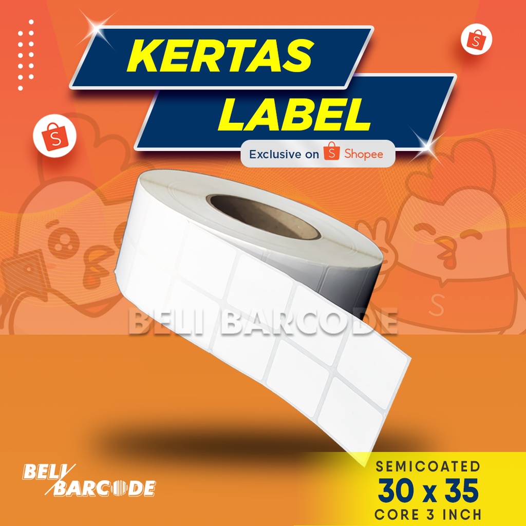 Stiker Label Semicoated Core Besar 30x35mm 2 Line