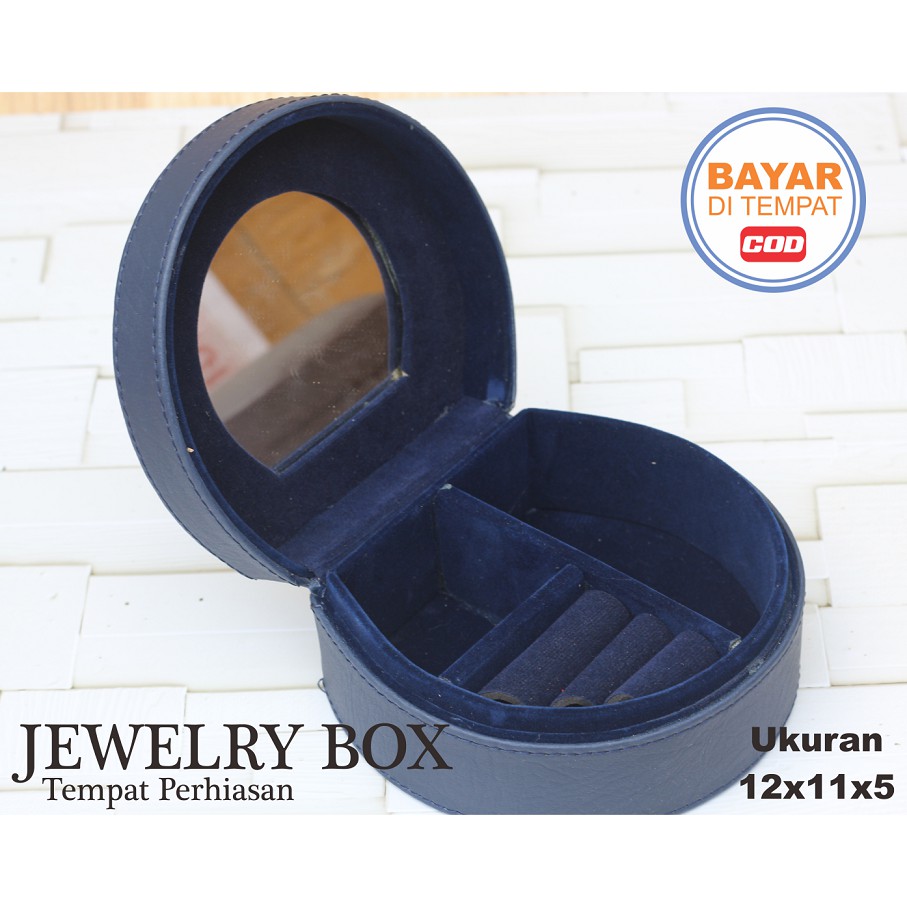 Jewelry Box, Kotak Tempat Perhiasan, Mini Simple Jewelry Box - Navy