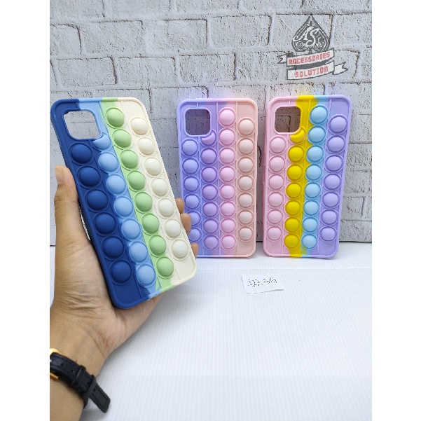 SILICONE CASE POP IT OPPO A83 - CASE PENGHILANG STRESS PUSH IT BUBBLE CASE RAINBOW