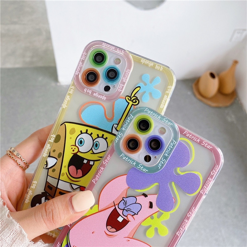 SpongeBob Angel eyes Shockproof Straight Cube Case iPhone 12 Pro Max 11 8plus 7plus 6 6s Plus 7 8 XR X XS MAX SE 11Pro Max iPhone 12 Mini TPU Soft Casing