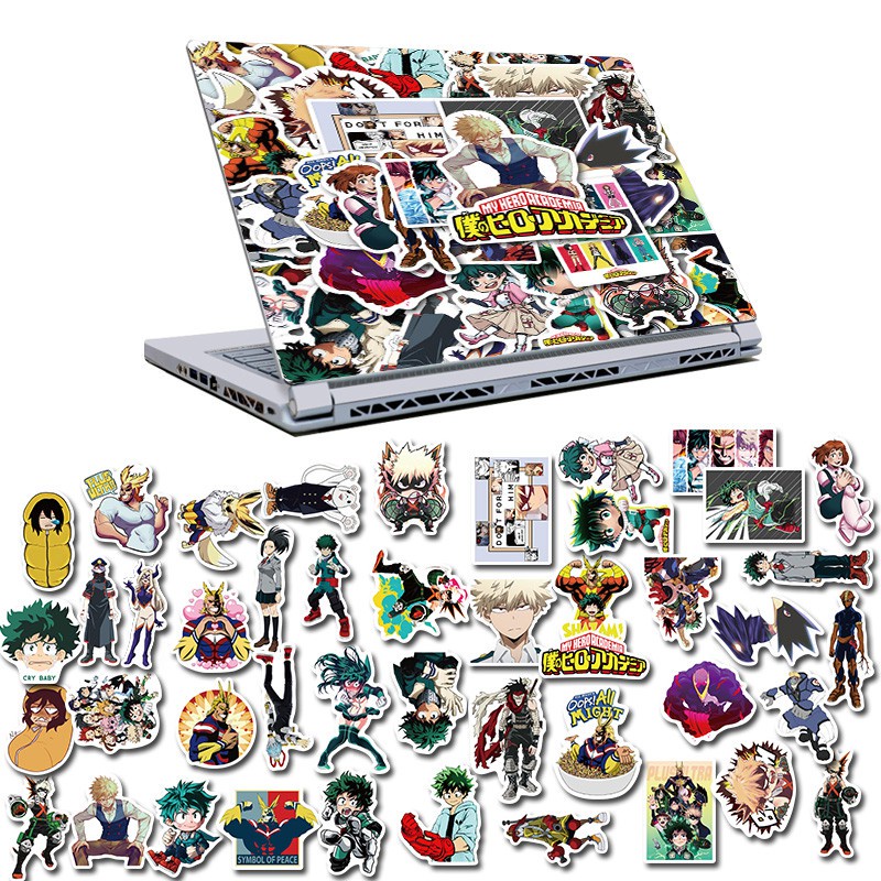 50Pcs/pack Japanese Anime My Hero Academia Sticker for Fans DIY Luggage Laptop Skateboard Bottle Motorcycle Bicycle Stickers