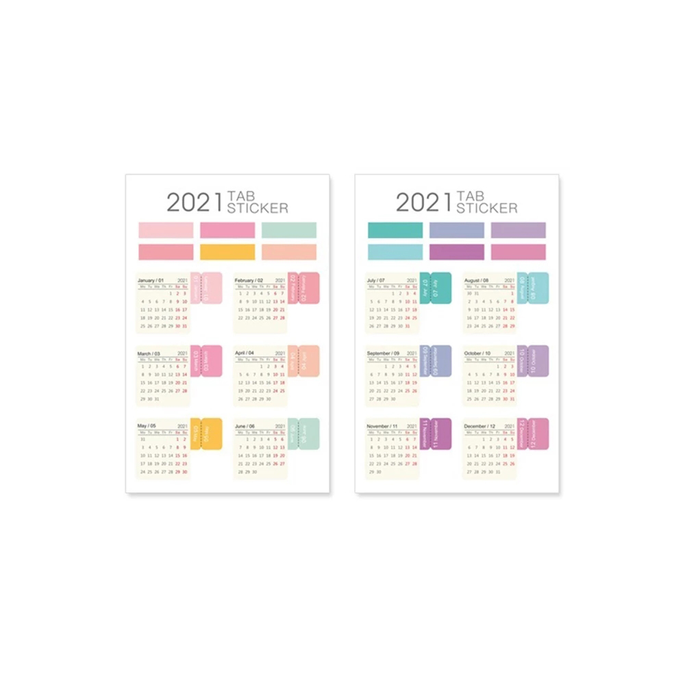 2sheets 2021 Calendar Notebook Index Stickers Planner Schedule Bookmark Shopee Indonesia