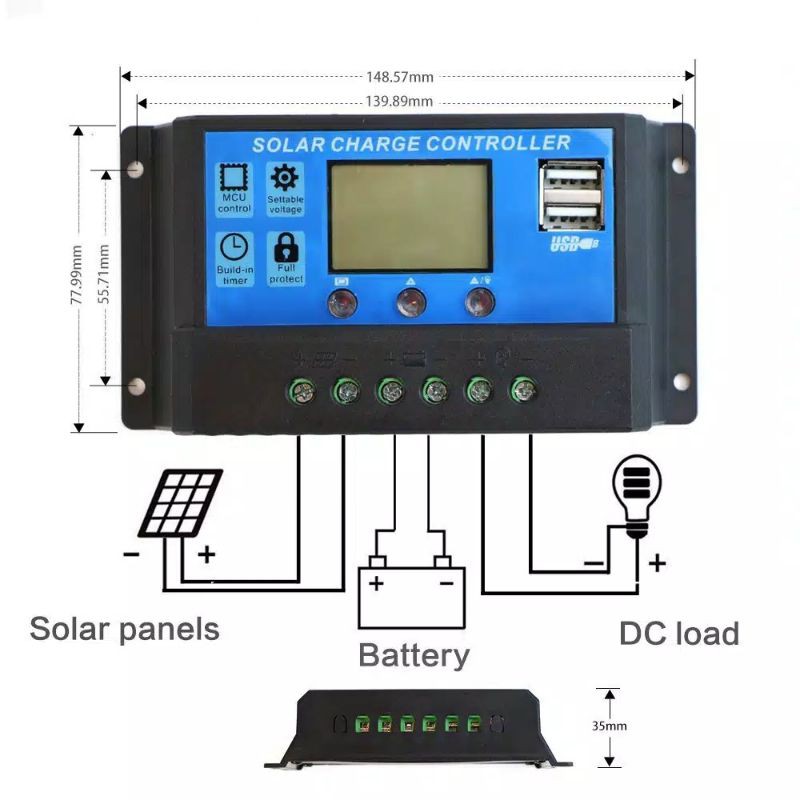 SOLAR PANEL CHARGER CONTROLLER PANEL SURYA 12V 24V INTELIGENT PWM