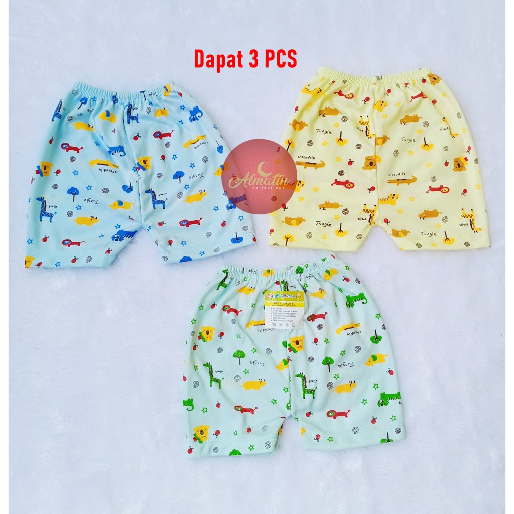 Celana Pendek Bayi Full Print / 3 Pcs Celana Pendek Anak