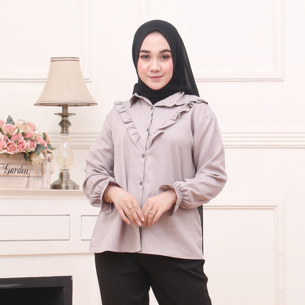 Baju Wanita Kemeja Lengan Panjang Blouse Wanita Kemeja KantorKemeja Lengan Panjang Blouse Kemeja Atasan NB3123n