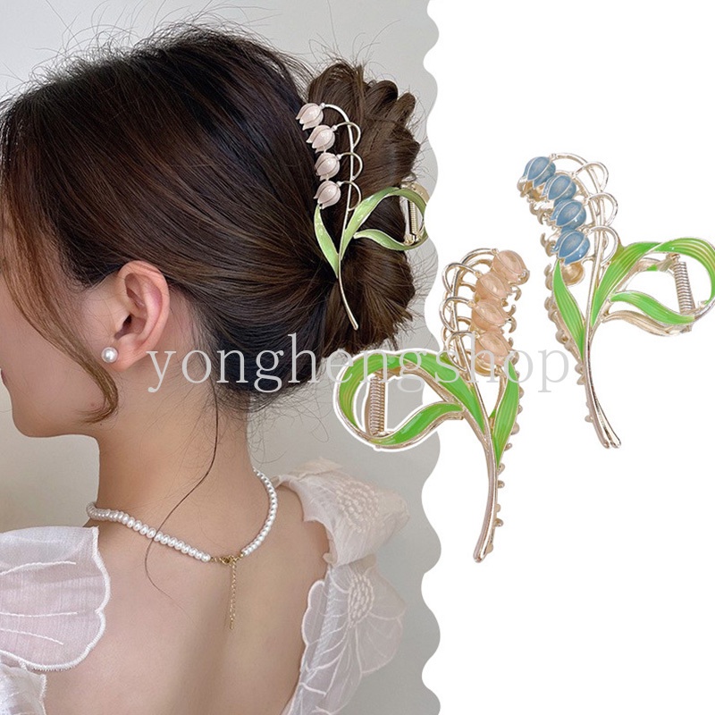 Jepit Rambut Ponytail Desain Bunga Bahan Metal Untuk Wanita