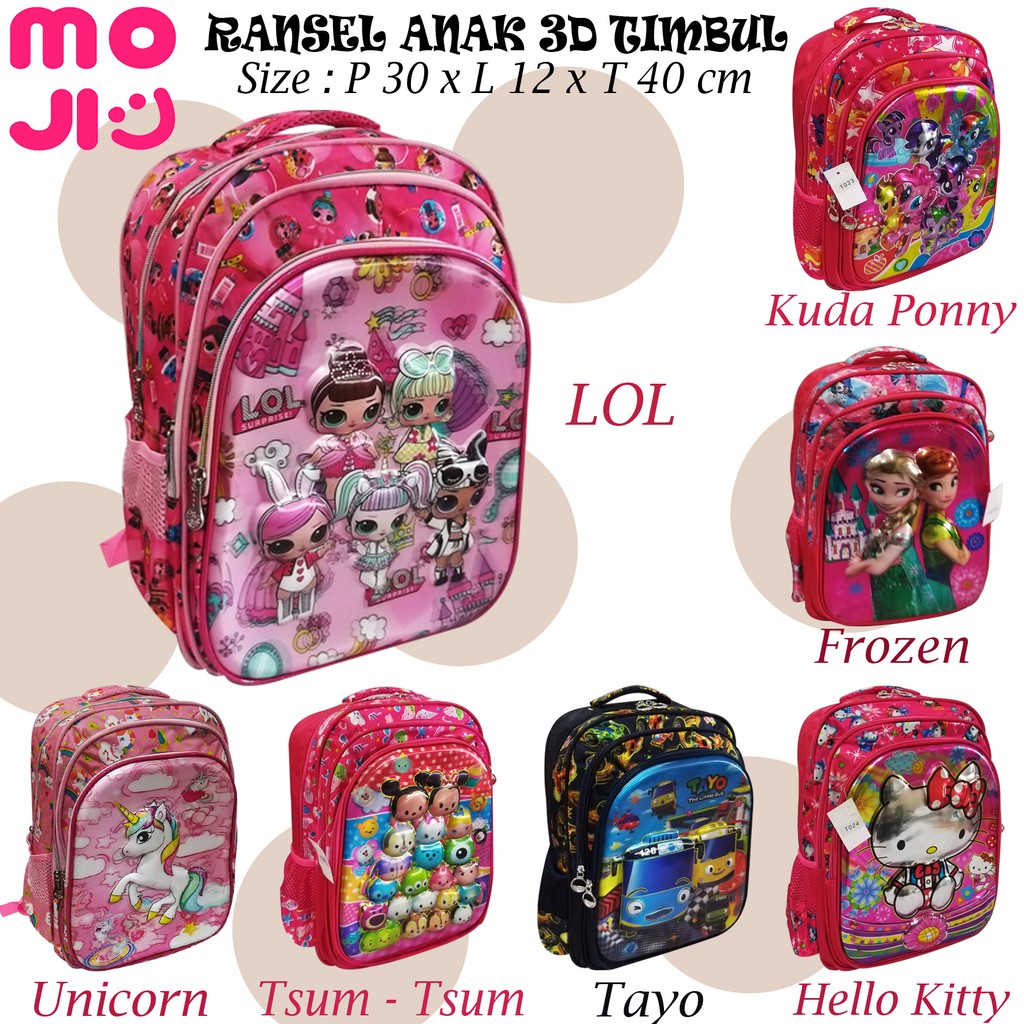 Tas Ransel Anak - Ransel Sekolah Emboss 3D Import