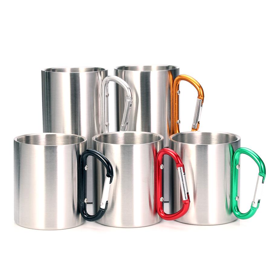 Gelas Mug Carabiner Stainless Steel 220 ml / gelas camping mug carabiner